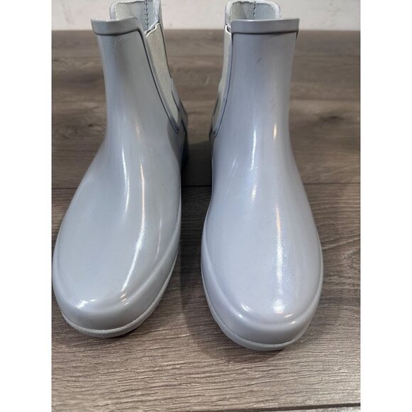 Hunter Original Chelsea Gray Symbol Gloss Rain Ankle BOOTS 6 - Picture 11 of 12